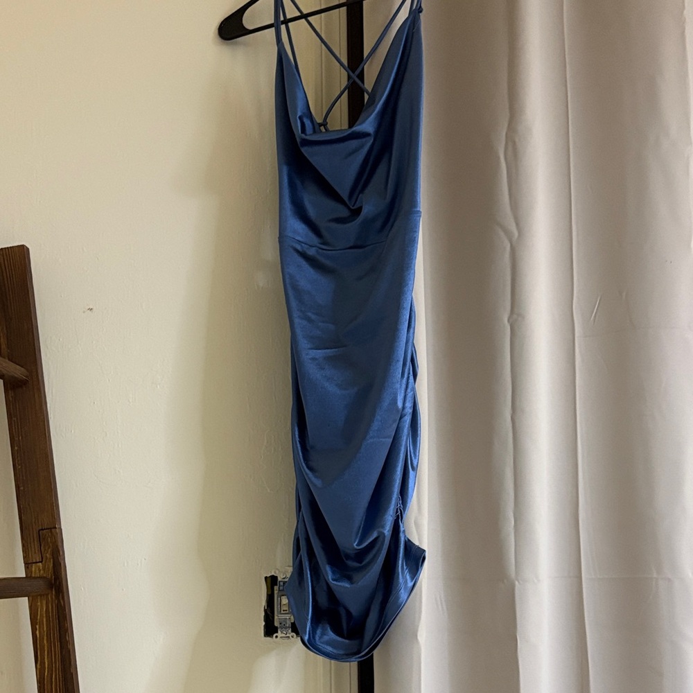 Elegant Blue Satin Dress